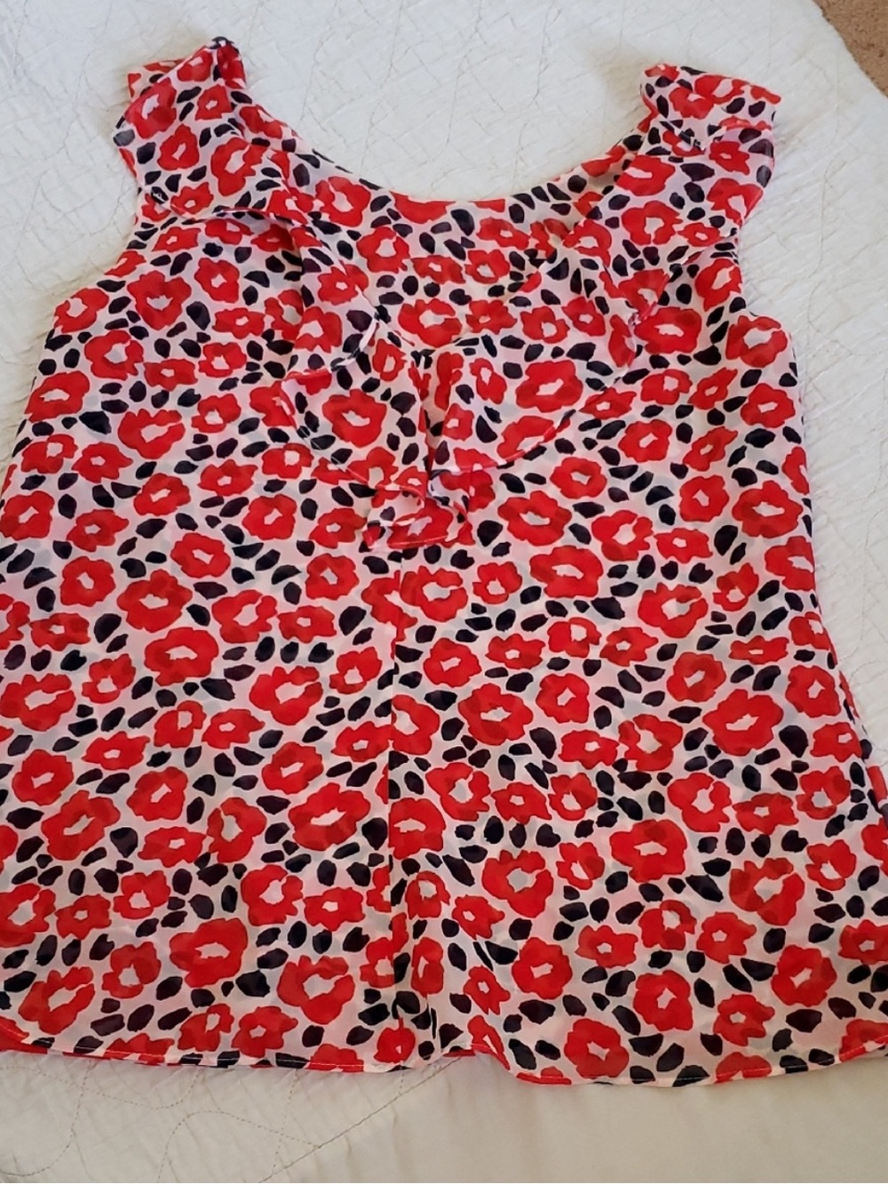 Women’s Sleeveless Floral Print Top in Red and Blue